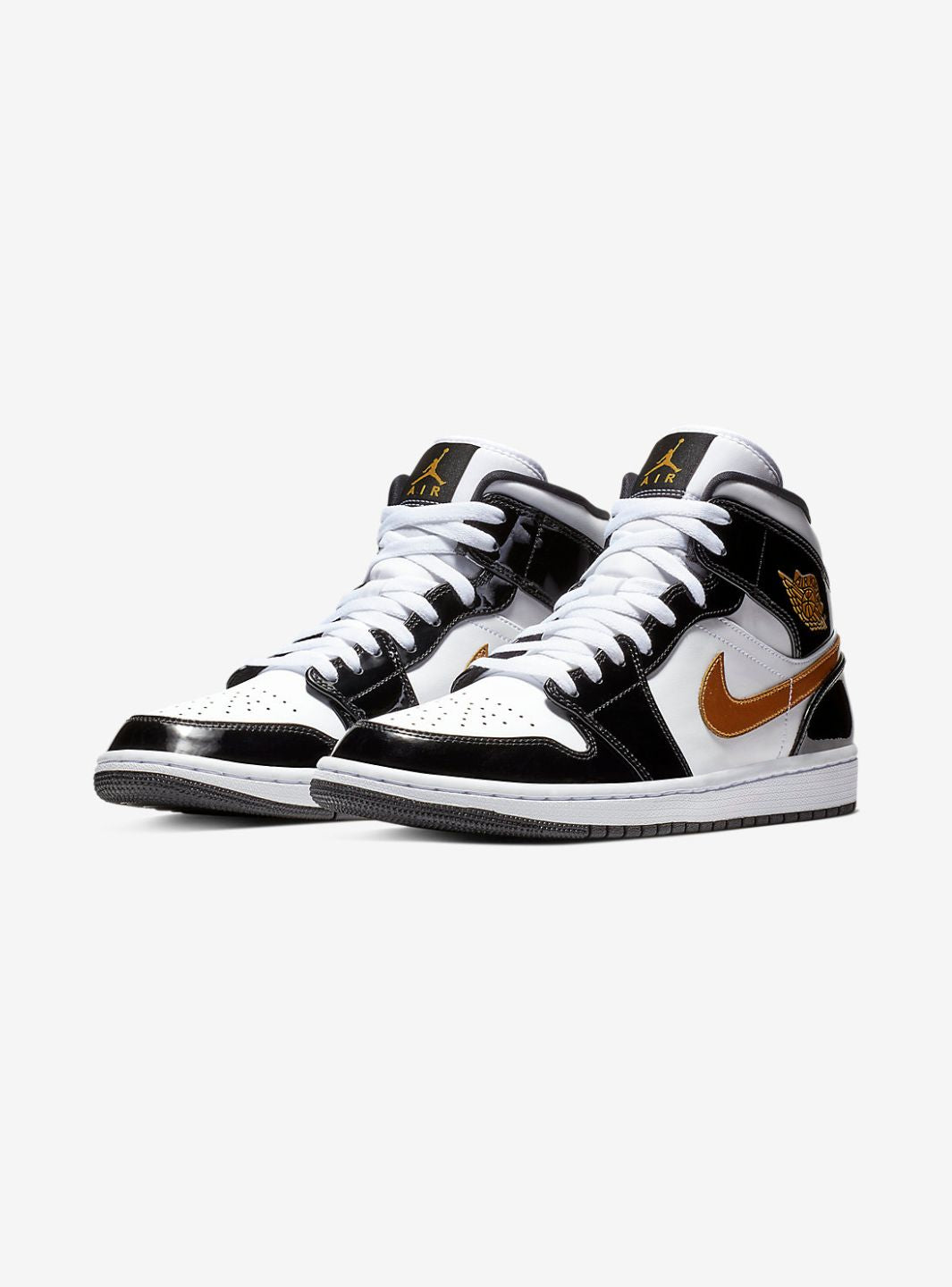 Air Jordan 1 Mid Patent Black White Gold - 852542-007 | ResellZone