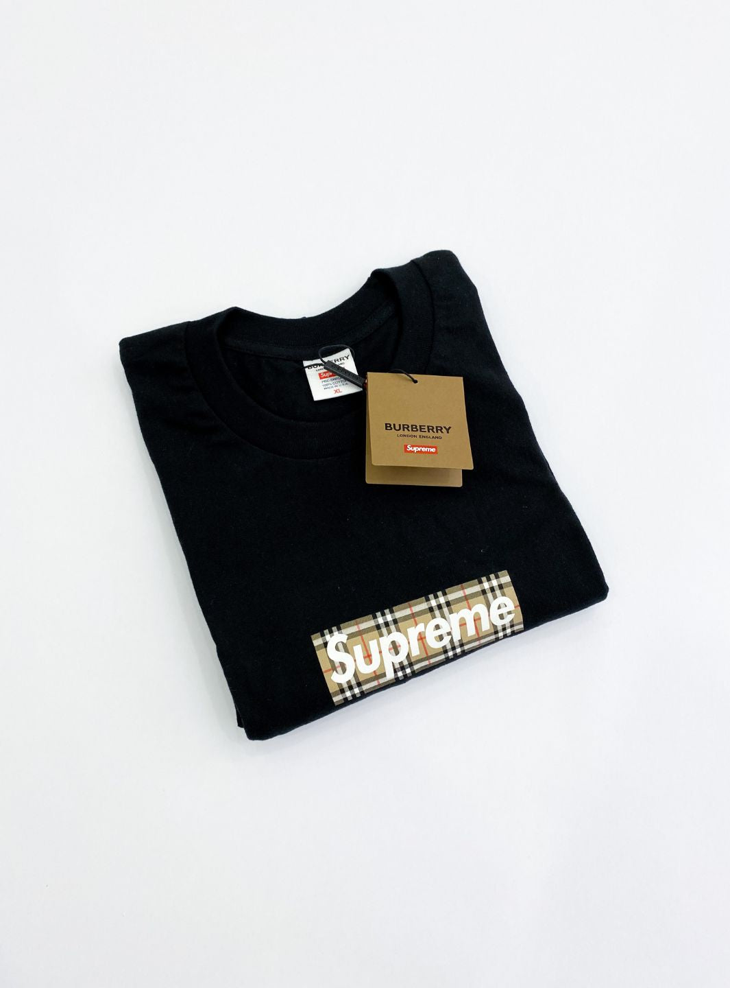 Supreme Burberry Box Logo T-Shirt Black