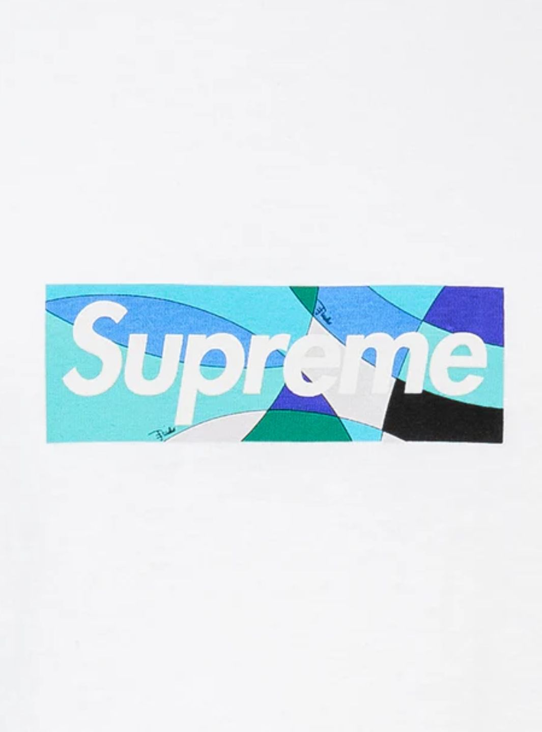 Supreme Emilio Pucci Box Logo T-Shirt White/Blue | ResellZone